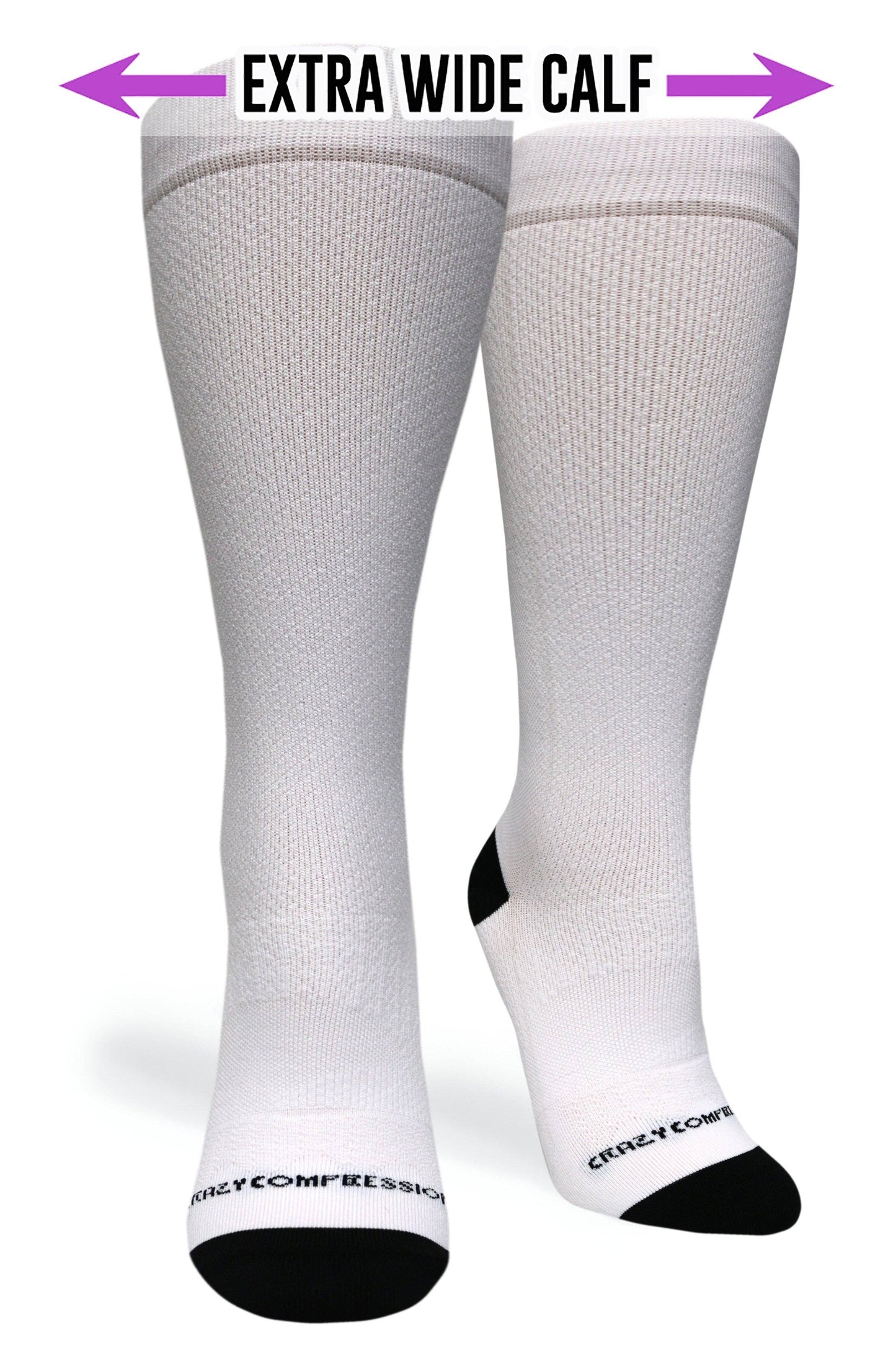 White OTC Compression Socks (Standard & Extra Wide): Standard 15-20mmhg / Standard Width / SM/MD (shoe size 7-10)