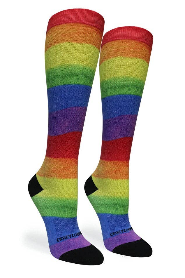 360 Rainbow Paint OTC Compression Socks (Standard & Extra Wide): SM/MD (shoe size 7-10) / Standard 15-20mmhg / Standard Width