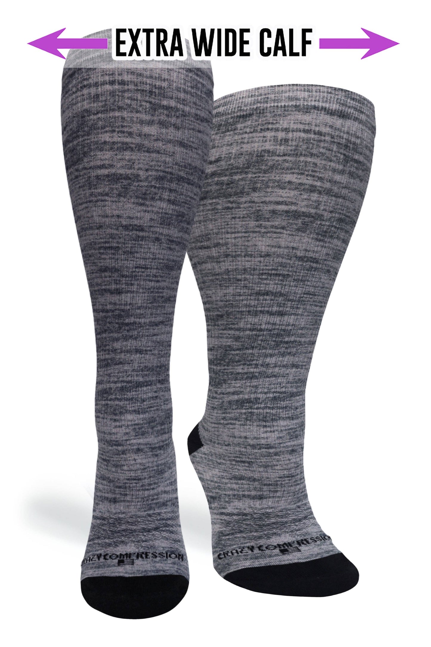 360 Grey Heather OTC Compression Socks (Standard & Extra Wide): SM/MD (shoe size 7-10) / Standard 15-20mmhg / Standard Width