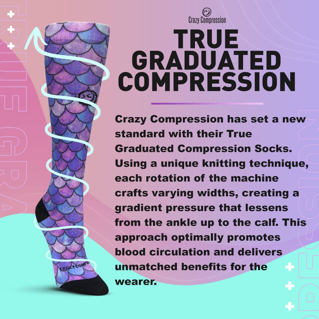 360 Cheetah Blue OTC Compression Socks (Standard & Extra Wide): SM/MD (shoe size 7-10) / Standard 15-20mmhg / Standard Width