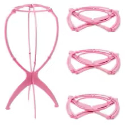 Pink Collapsible Wig Stand