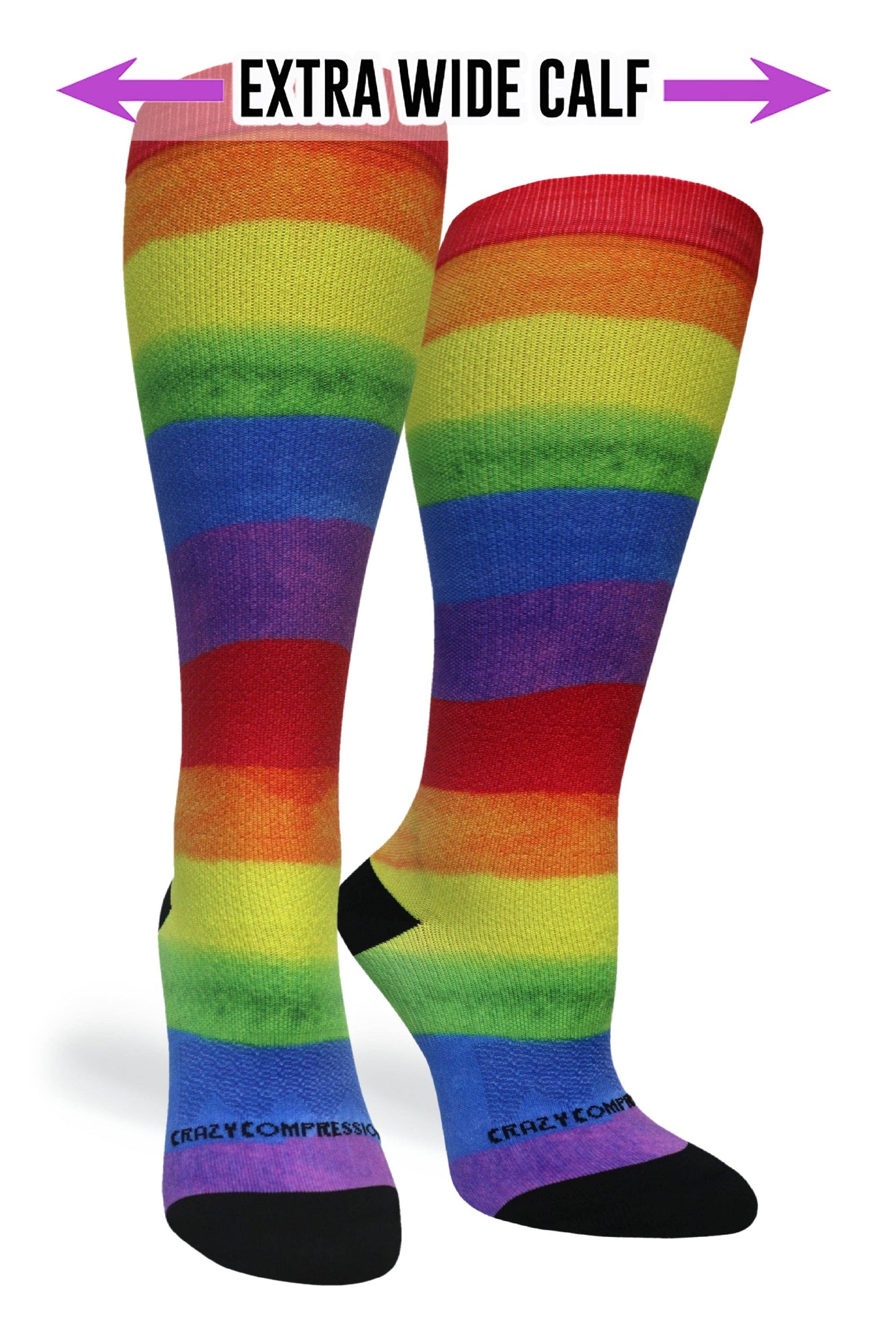 360 Rainbow Paint OTC Compression Socks (Standard & Extra Wide): SM/MD (shoe size 7-10) / Standard 15-20mmhg / Standard Width
