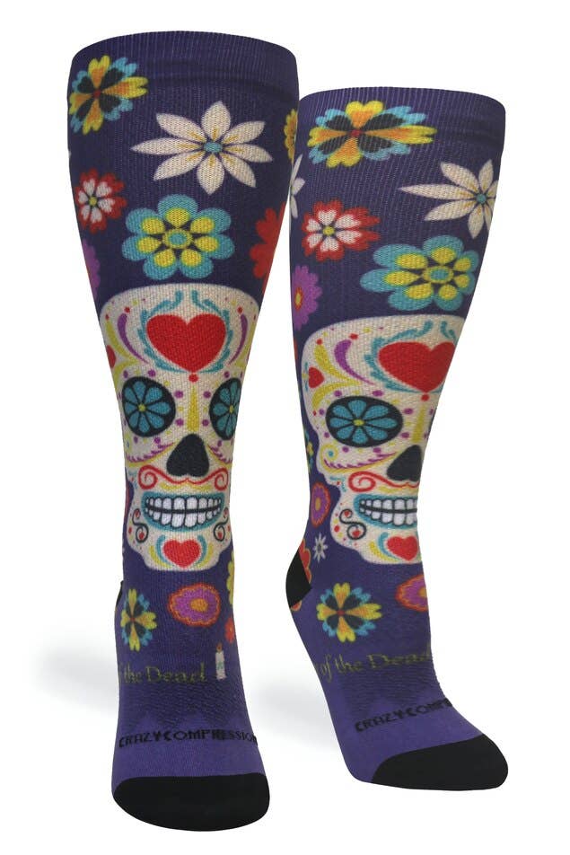 360 Calavera Purple (EXTRA WIDE CALF): SM/MD (shoe size 7-10)
