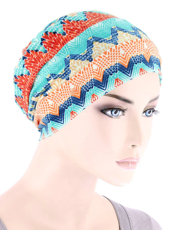 Tropical Blue Sunset Chemo Cloche Cap