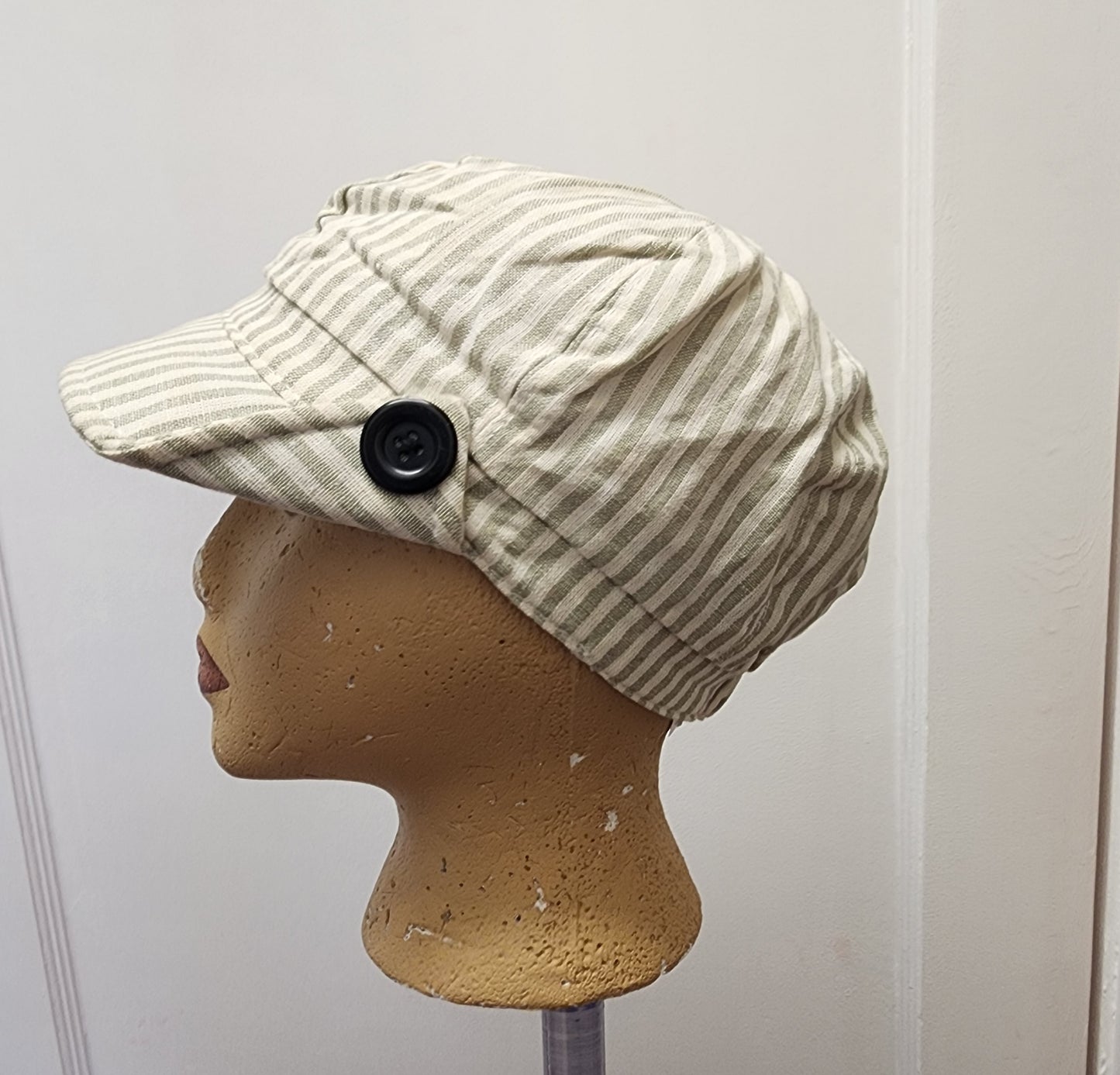 Beige Striped Hat