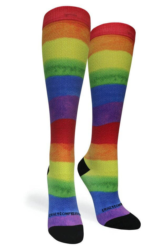 360 Rainbow Paint OTC Compression Socks (Standard & Extra Wide): SM/MD (shoe size 7-10) / Standard 15-20mmhg / Standard Width