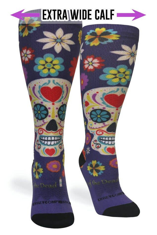 360 Calavera Purple (EXTRA WIDE CALF): SM/MD (shoe size 7-10)