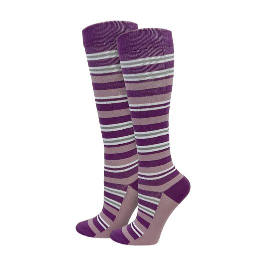Purple Stripes Fashion Compression Knee High Socks : Reg