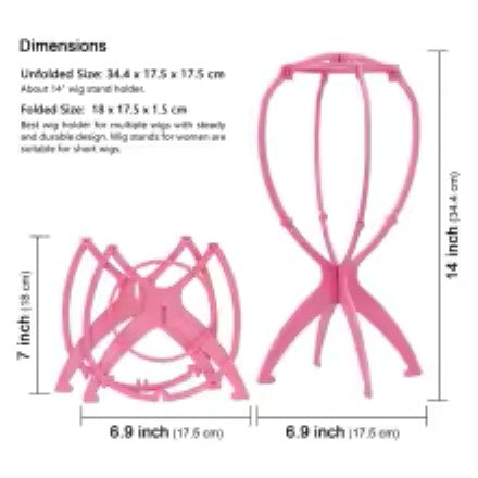 Pink Collapsible Wig Stand