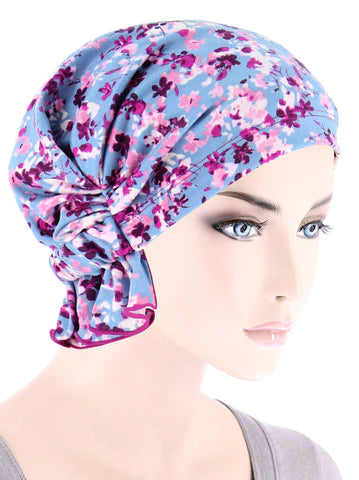 Blue Pink Petite Floral Abbey Cap