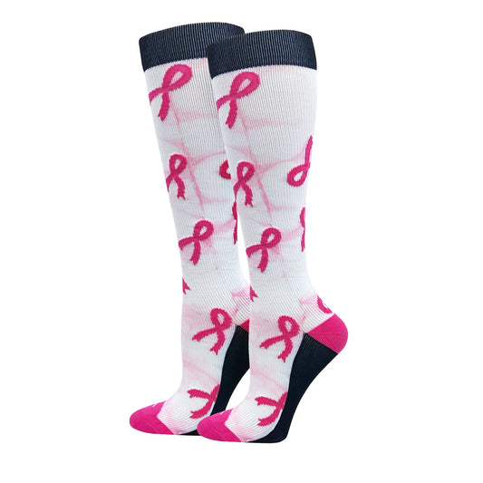 Tie-Dye Premium Compression Pink Ribbon Socks